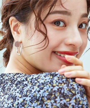 Tiaclasse カラーメタルリングピアス シルバー×ピンク