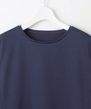 自由区 【WEB限定・洗える】シアーカーデ×ジャージードレス セット ライトグレー(ラメ)×ネイビー