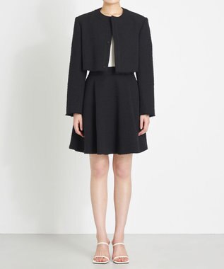 NAVE 【Nave】ストライプツィード  フレアースカート ブラック系