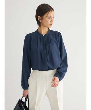 Green Parks ＢＰ　ケア楽　ポイント釦ブラウス Navy