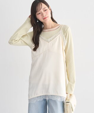 earth music&ecology 【予約】ランジェリーライクレースキャミ アイボリー