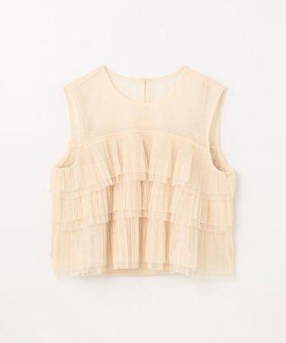 GRACE CONTINENTAL チュールフリルノースリーブ ベージュ