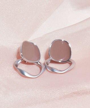 Tiaclasse カラーメタルリングピアス シルバー×ピンク