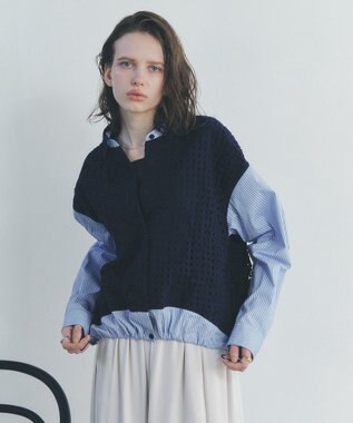 YECCA VECCA レースMIXレイヤードデザインシャツ