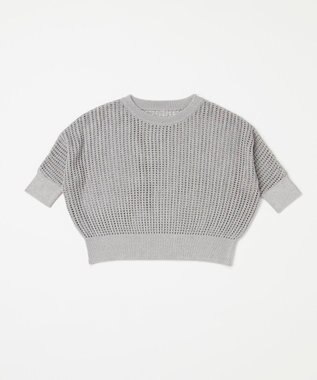 TOQUE 25SS新作〈大草直子さんアドバイザー〉【天然素材】シルク×コットン粗メッシュニットドルマンスリーブ5分袖 グレー