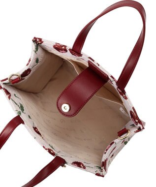 Maison de FLEUR チェリー柄ゴブラン２Ｗａｙスクエアトートバッグ Red