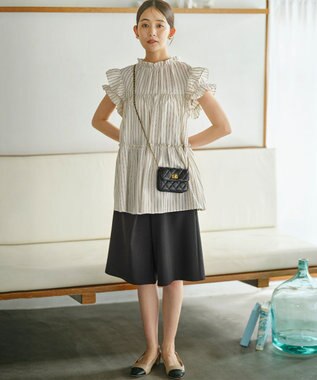 組曲 【WEB限定】オシャクロスキュロットパンツ ブラック系