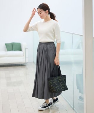 ANY 【ウエストゴム】ラップギャザースカーチョ チャコール