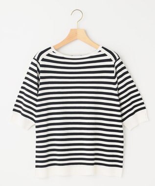 組曲 L 5分袖ニットＴシャツ ボーダー系1