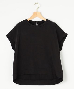 組曲 【汗ジミ防止・撥水】GIZAプレーティング天竺フレンチスリーブ カットソー ブラック系