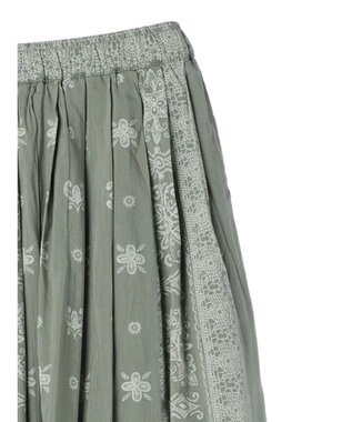 CRAFT STANDARD BOUTIQUE パネル柄マキシギャザースカート Light Green