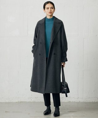 自由区 ウールカシミヤブレンドハイネック ニット ブルー