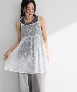 Green Parks 前後２ＷＡＹレーススパンコールビスチェ Off White