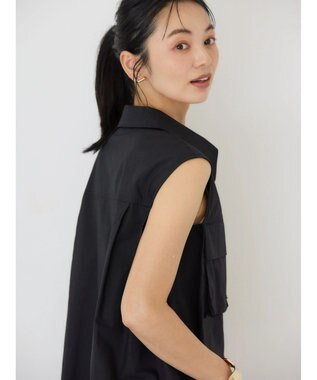 AMERICAN HOLIC ノースリーブＷポケットシャツ Black