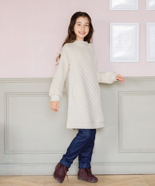 組曲 KIDS 【150-160㎝】ダイヤキルト ワンピース アイボリー系