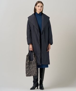 ICB 【洗える】 シルキーウールダブルフェイス ハイネックニットワンピース ブルーグレー