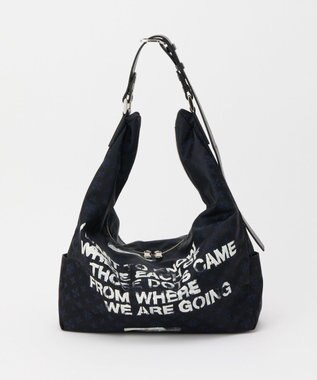 russet ステンシル風プリント ナイロン2WAYショルダーバッグ(SF-271) Black/Navy