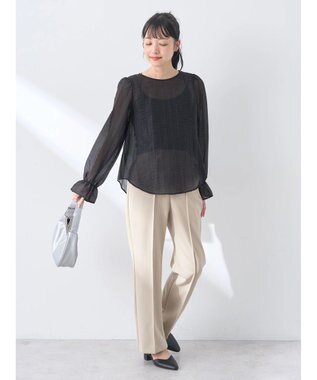 earth music&ecology キャンディースリーブシアーブラウス Black