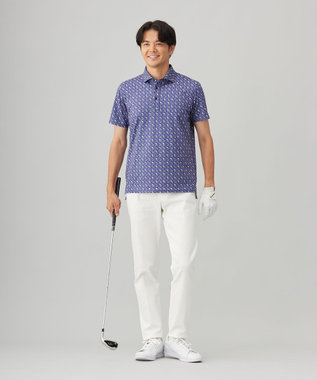 23区GOLF 【MEN】【吸水速乾/UVカット】アザミ小紋柄半袖ポロシャツ パープル系5