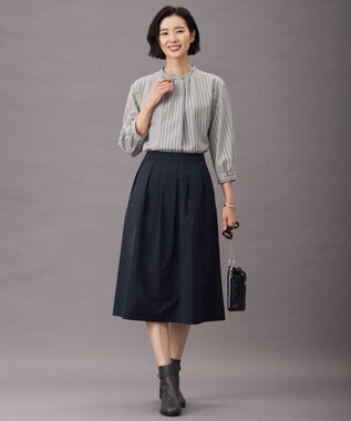 J.PRESS LADIES S 【洗える】グレイス メモリータフタ タック スカート ネイビー系