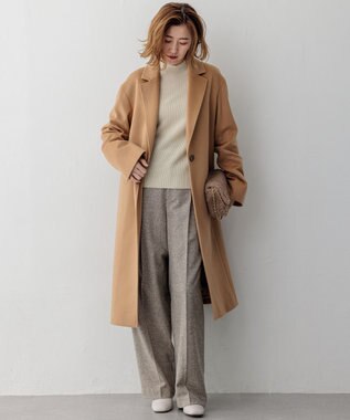 23区 シルクネップヘリンボーン ワイドパンツ ブラウン系