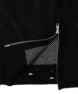 WEGO クロスダメージニットBIGブルゾン ブラック