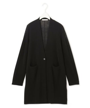 ICB 【洗える】 ドライコットンアセテート ニットジャケット ブラック系