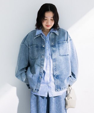 Green Parks デニムシャツブルゾン Light Indigo