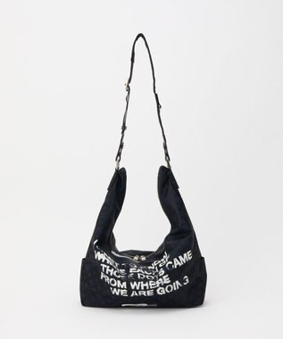 russet ステンシル風プリント ナイロン2WAYショルダーバッグ(SF-271) Black/Navy
