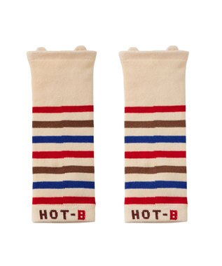 MIKI HOUSE HOT BISCUITS 顔ドン ボーダーレッグウォーマー アイボリー