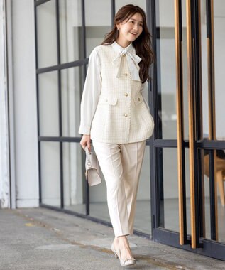 ANY SIS ファンシーツイードペプラム ジレ アイボリー