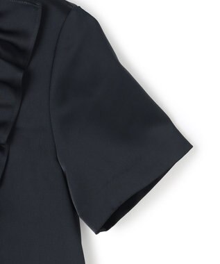 23区 L 【APPLAUDIR】クリアダブルサテン フリルデザイン ブラウス ネイビー系