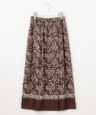 自由区 S 【ウエストゴム・洗える】ERICAパネルプリント スカート ココア系