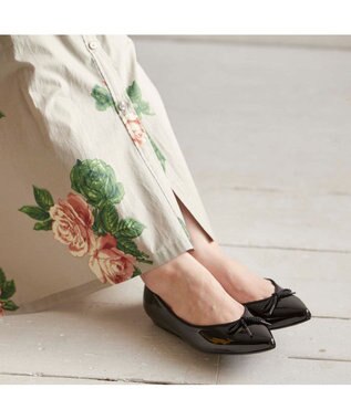 MODE ET JACOMO <MODE ET JACOMO>【レイン対応】リボンバレエシューズ ブラックエナメル