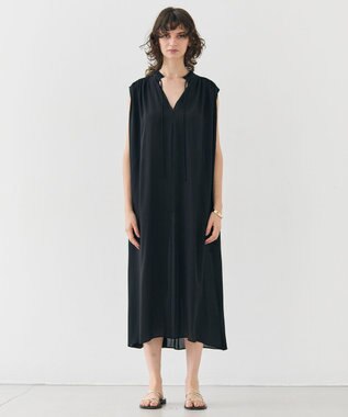 BEIGE， 【洗える】MUSCARI / ソフトシルクスキッパードレス Black