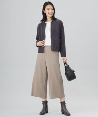 J.PRESS LADIES S 【WEB限定カラーあり・洗える】ツムギート flannel ワイド クロップド パンツ ベージュ系