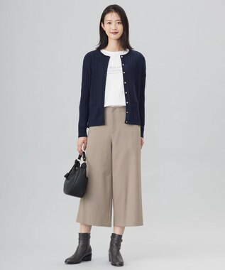 J.PRESS LADIES L 【WEB限定カラーあり・洗える】ツムギート flannel ワイド クロップド パンツ ベージュ系