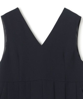 uncrave ウォッシャブルダブルクロス プリーツオールインワン ネイビー