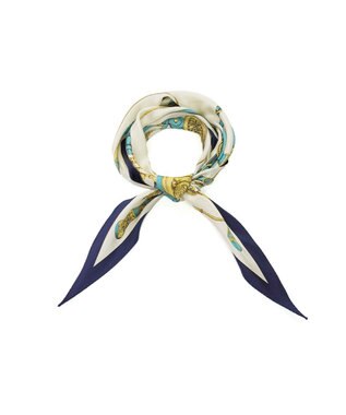 Marca 【 Marcaオリジナル】馬具と鞭 菱形スカーフ シルクツイル エメ×ネイビー