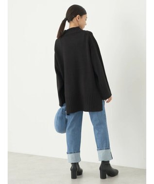 earth music&ecology アンチピリングリブハイネックチュニック Black