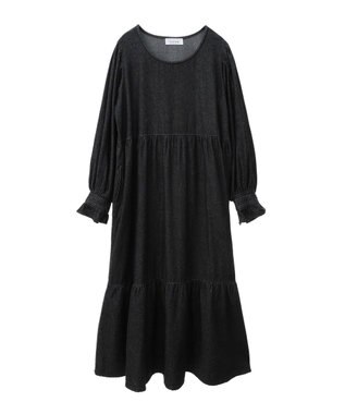 Green Parks ■ＥＳＣＡＲ　デニムピンタックカフスワンピース Black