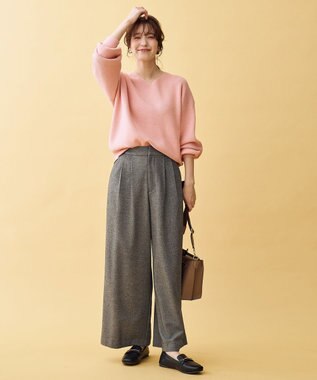 ANY L 【ウエストゴム】ライトツイードパンツ グレー