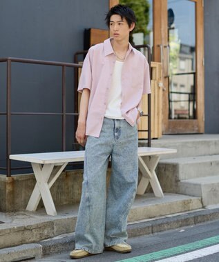 WEGO クロップドSSサッカーストライプシャツ ピンク