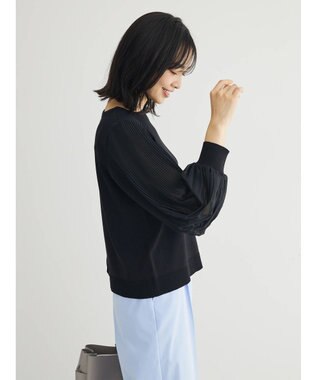 Green Parks プリーツ袖ニットプルオーバー Black