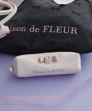 Maison de FLEUR リボンジャカードパールビジューロングポーチ