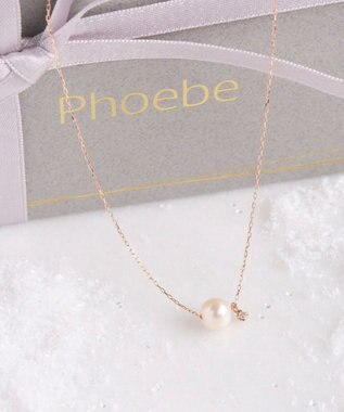 Phoebe 【K10RG】ワンドロップパールビジューネックレス/全長:40cm ローズゴールド