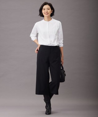 J.PRESS LADIES L シャツジャージー バンドカラー カットソー ホワイト系