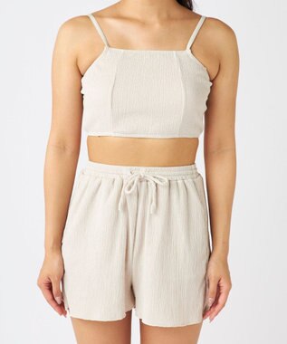 OP／FILA 【Ocean Pacific】ティアードトップス＋ショートパンツ付き 4点セット アイボリー