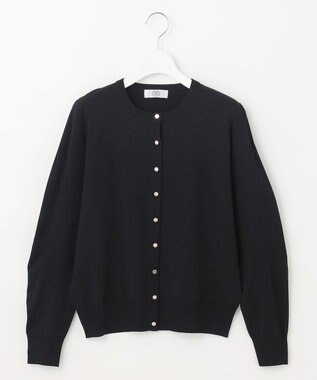 J.PRESS LADIES 【洗える】レーヨンエリートストレッチ クルーネック カーディガン ブラック系