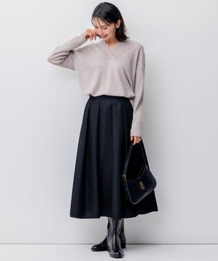 23区 リンクルマトラッセ フレアスカート ブラック系